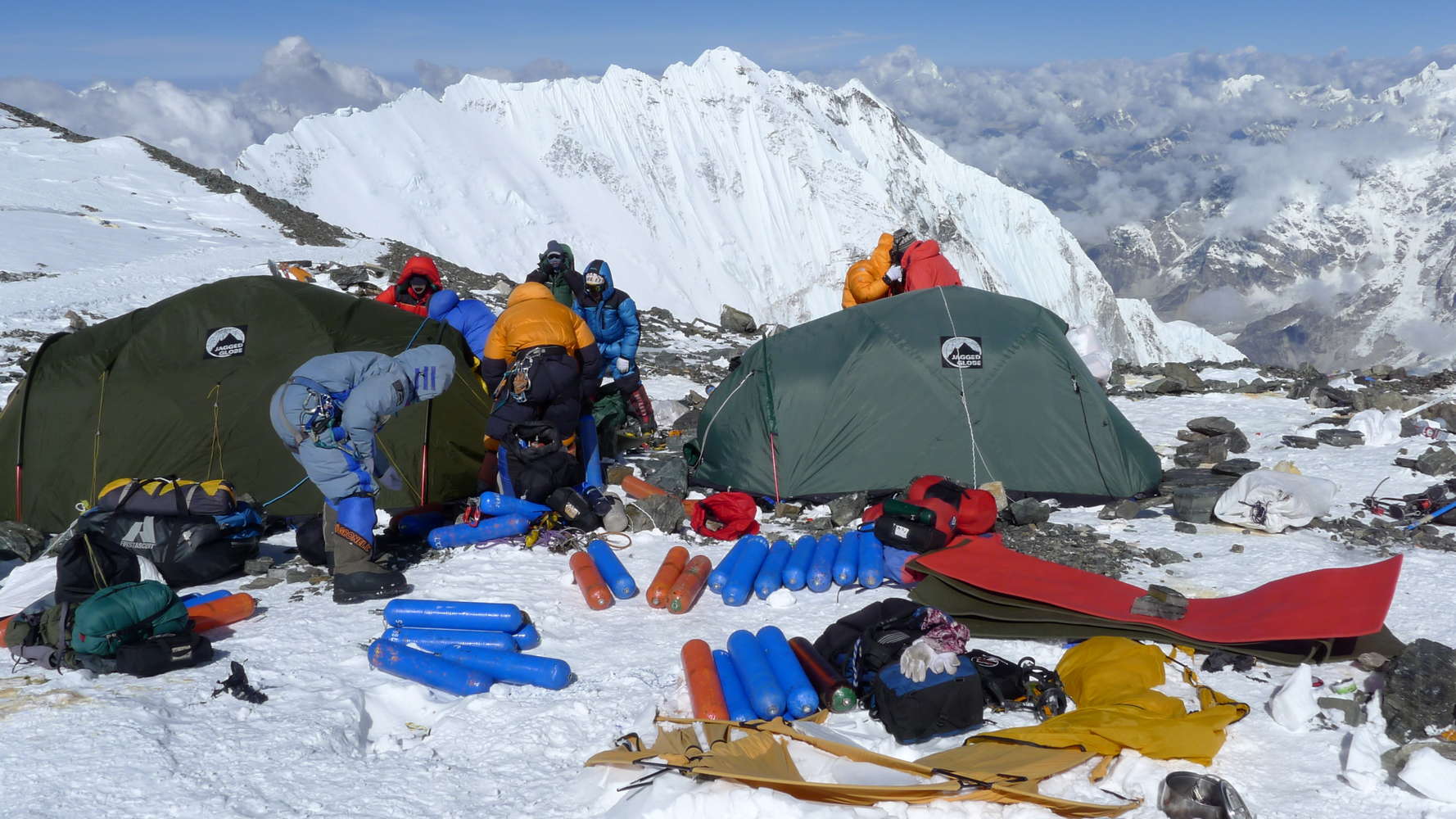 Preparing to descend from Camp 4 at the South Col