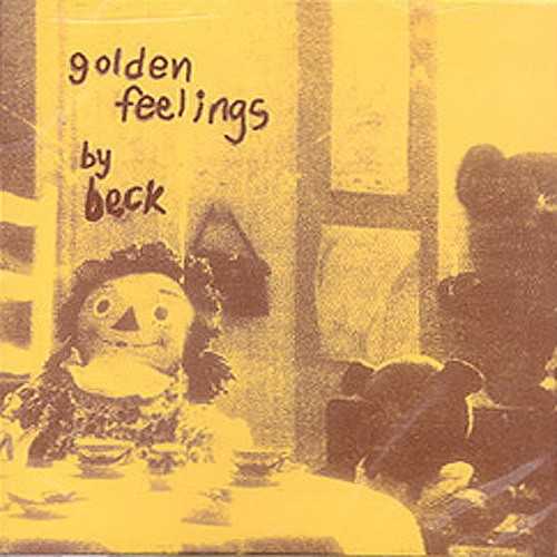 Allmusic album Review : Before Mellow Gold and even before A Western Harvest Field By Moonlight, there was Golden Feelings, an extremely limited-edition, cassette-only collection of songs. Re-released in 1999 by Sonic Enemy, this 17-track collection documents Becks first officially released, self-recorded, full-length album of four-track noodlings and documents his genius in embryo. Like Stereopathetic Soul Manure, Golden Feelings features muddy production values, an array of taped TV and music blurbs, and entertaining between-track dialogues and noises. The opening cut "The Fucked Up Blues" is a fine early example of Becks surrealist blues; some songs, such as "Magic Station Wagon," which sounds like two broken guitars being plucked violently over and over for some sort of percussive effect, are more interesting than listenable. The folkish "No Money No Honey" -- which also appeared on Stereopathetic Soul Manure, sung by a homeless man Beck recruited -- appears here in a more developed version and features what must be one of the loudest, most distorted acoustic guitar tracks ever recorded. The primitive Velvet Underground-meets-Jon Spencer Blues Explosion garage rock of "Schmoozer," as well as the humorous folk narrative of "Heartland Feeling," are some of his strongest songs to date. Dark, haunting ballads like "Super Golden Black Sunchild," the country-blues of "Gettin Home," and an early attempt at funk on "People Gettin Busy" round out a very eclectic set. An early, even more distorted version of Mellow Golds "Mutherfukka" is also included. Overall, Golden Feelings is an extremely interesting, entertaining, and humorous document that proves that from the start Beck had his heart set on making experimentation his only gimmick. golden_feelings