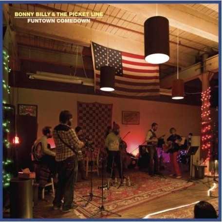 Allmusic album Review : Released only on vinyl, Funtown Comedown is a sparkling find buried in Will Oldhams tangled discography under his various Palace and Bonnie "Prince" Billy monikers. Recorded live at Funtown, in Oldhams hometown of Louisville, he is here credited as Bonny Billy, and backed by the Picket Line, a local bluegrass sextet. For Oldham, whose rich songs can often get lost in overly glum arrangements, the pairing with the Picket Line is a stroke of genius. Bluegrass is a perfect fit for Oldhams dark, allusion-laden lyrics, transforming his moody songwriting into something inviting and warm. Oldham and the Picket Line dig in on a few classics, too, including Merle Haggards "Ramblin Fever" and a soaring close-harmony take on Ralph Stanleys "Hemlock and Primroses." But the joy is hearing a high lonesome string band breathe timbral sunlight on Oldhams world. Humor has never been far from the surface in Oldhams lyrics, but here it blossoms freely. During "Wolf Among Wolves," he even howls a bit. Some tunes, like "We All Three Us Will Ride," succeed as ageless bluegrass melodies, even if they lack the genres incessant choruses. Where much of Oldhams output is mood music, Funtown Comedown is a consistent, upbeat good time. Oldhams lyrics frequently demand multiple listens, the music sometimes an arbitrary carrier for their richness. Sold by Oldhams joyous harmonies with fiddler Cheyenne Mize (with whom he also recorded 2009s Among the Gold EP), Funtown Comedown is one of Oldhams few releases that actively court the listeners to -- in this case, literally -- drop the needle at the beginning again. funtown_comedown