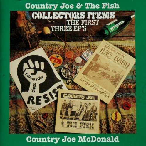 Allmusic album Review : Prior to signing with Vanguard Records in 1967, Country Joe McDonald and his group, the Fish, had already recorded two low-budget EPs as "talking versions" of McDonalds self-realized magazine Rag Baby -- a Bay Area adaptation of the folk magazine Broadside. Collectors Items: The First Three EPs is a single CD that compiles the highly collectable 7" records that allowed Country Joe & the Fish national attention via the underground "head shops" that stocked Rag Baby. Performing on the first of these extended-play singles was a primordial version of Country Joe & the Fish. McDonald (vocals/guitar) and his close musical associate, Barry Melton (vocals/guitars), are augmented by Carl Shrager (washboard), Bill Steel (bass), and Mike Beardslee (vocals/guitar). Their decidedly jug band instrumentation and delivery is a clear indicator of the folky roots that were strikingly similar to that of other burgeoning bands in the Bay Area, such as Mother McCrees Uptown Jug Champions, who would soon morph into the Grateful Dead. The A-side of the disc included two Country Joe & the Fish tunes: "I Feel Like Im Fixin to Die Rag" and "Superbird." In addition to the released version of "I Feel Like Im Fixin to Die Rag," which is listed here as take one and includes some fairly disconcerting machine-gun and mortar sound effects, are alternates that contain the infamous "F-U-C-K" Woodstock chant -- listed as take two -- as well as the more familiar version that would be included as the title track of their Vanguard debut. On the B-side of this first extended-play 7" single was a folksinger/songwriter named Peter Krug whose contributions to the disc were equally as apocalyptic as Country Joe & the Fish in content. Krugs compositions include "Fire in the City," which was also covered by jazz vocalist Jon Hendricks and a then-virtually unknown backup band who had just changed their name from the Warlocks to the Grateful Dead, as well as the more conventional "Johnnys Gone to War." In contrast to the band featured on the Country Joe & the Fish sides, Krugs tracks are much more traditionally arranged and feature a simple acoustic guitar accompaniment. The second EP debuts the electric incarnation of the band and solidified the existence of Rag Baby magazine as well as Country Joe & the Fish the amplified psychedelic rock band. Side A is composed of "(Thing Called) Love" and "Bass Strings," two relatively short performances at under four minutes apiece. Allowing themselves the freedom to stretch out in a style and delivery more akin to their public performances, "Section 43" clocks in at nearly seven minutes. It would be another two years before the Beatles would release a longer single with "Hey Jude." All three of these tunes would be reworked on their second long-player, Electric Music for the Mind and Body. The final EP was cut by McDonald and a band credited as "Groonta." It is mix of acoustic ("Kiss My Ass"/"Tricky Dicky") and electric ("Free Some Day") tunes and was recorded for the express purpose of being sold for a dollar and 50 cents at the infamous Free the Army political and musical review that included such notables as Jane Fonda and Donald Sutherland. The show toured underground coffee houses in 1971 and McDonald cut this disc in support of and for sale at these performances. collectors_items_the_first_three_eps
