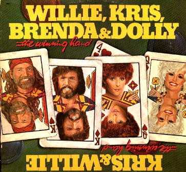 Allmusic album Review : Recorded for Monument in 1983 thanks to the leniency of the artists respective labels, Brenda, Dolly, Kris & Willie brought together Brenda Lee, Dolly Parton, Kris Kristofferson and Willie Nelson for a double album of duets featuring every possible combination of the four, as well as a handful of solo numbers. Certainly a delight for fans of the individual performers, this album is nonetheless too redolent of a various-artists anthology to truly succeed as a piece. Much of the music is highly enjoyable, however, particularly the Dolly and Kris novelty, "Ping Pong," and Brenda and Dollys duet on What Do You Think About Lovin." As a bizarre bonus, Johnny Cash provided the half-poetry, half-prose liner notes. the_winning_hand