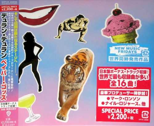 Allmusic album Review : With the cover art for Paper Gods, Duran Duran cheekily revisit icons of their past: the smile of Rio, the cap of the "Chauffeur," girls on film, and a prowling tiger. Thirty years in, Duran Duran are comfortable enough to play with their past, comfortable enough to draw an explicit connection to their back pages by hiring Nile Rodgers -- who helmed Notorious back in the day -- to do a bit of production alongside Mark Ronson, the hitmaker who gave the group a refurbishment on 2010s All You Need Is Now. Most of the record, however, bears credits either by Mr. Hudson or Josh Blair, two younger musicians who help give Paper Gods a bit of a contemporary glint. While there are nods at the 80s and even the 90s arriving in the form of samples, synthesizers, and power ballads, Paper Gods is an aggressively modern album, living in the oversaturated world where emojis and gifs battle in perpetual motion. Whenever Duran Duran seem slick and savvy -- i.e, when they bring Janelle Monáe in to play with Rodgers on "Pressure Off" -- they manage to undercut their hipster overture with either crass commerciality or something flat-out tasteless, like when Lindsay Lohan drops in to growl through "Danceophobia." The thing is, Paper Gods works better because it has space for these sides of Duran Duran, moments where they seem like the coolest band to bear a synth and the dorkiest to ever chase a club trend. Most of the album exists somewhere between these two extremes, gathering steam with the giddy neo-disco of "Change the Skyline" and benefiting from moody assists from ex-Red Hot Chili Pepper John Frusciante (he brings the closer "The Universe Alone" to an apocalyptic crescendo), but its that tension between the good and the bad, the yin and yang of Duran Duran, that makes Paper Gods absorbing. paper_gods