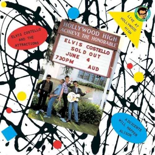 Allmusic album Review : Originally released as a four-song bonus EP with the U.K. edition of Armed Forces, then excerpted with an additional six songs on Rhino’s double-disc expansion of said album in 2002, Live at Hollywood High received a full-blown reissue in 2010, almost 32 years after the June 4, 1978 concert from Elvis Costello & the Attractions. As the second installment of the Costello Show archival series, Live at Hollywood High isn’t as legendary as Live at the El Mocambo, which had the benefit of once being one of Elvis Costello’s rarest records, but it’s a better show, or at least a better indication of the Attractions at their absolute peak. Apart from the dramatic opening reading of “Accidents Will Happen,” featuring only Elvis and pianist Steve Nieve, every performance here is significantly revved up from the album versions, a change evident on all the My Aim Is True material -- including a reworked arrangement of “Stranger in the House” stripped of its country influence -- and the entire set has the momentum of a locomotive, twitchily pausing at “Alison” before crashing to a conclusion with a tremendous sequence of “You Belong to Me,” “Radio, Radio,” “Pump It Up,” “Waiting for the End of the World,” and “Miracle Man.” Moreso than This Year’s Model, this is the purest rock & roll record in Costello’s catalog: there’s passion and abandon in the Attractions noisy revelry, not to mention some seriously heated fun. live_at_hollywood_high