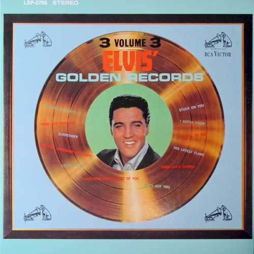 Allmusic album Review : The original Elvis Golden Records, Vol. 3 was, like its predecessors, an unprecedented release -- no one in rock & roll up to that point, other than Elvis, had ever legitimately earned a second greatest-hits volume, much less a third. This is also the place where the legitimately softer, more mature Presley replaces the angry young Elvis represented on the first two volumes. On a sexual level, songs like "Stuck on You," "Its Now or Never," "Fame and Fortune," "I Gotta Know," and "Surrender" offer seduction rather than diverting violation. He might no longer have been a rebel, but as represented on the original ten songs of this album, he was still making the Top Five and even the top of the charts regularly with work that was legitimately fine early-60s rock & roll and pop/rock. "His Latest Flame" or "Good Luck Charm" might not have been groundbreaking musical statements of the caliber of "Heartbreak Hotel" or "Blue Suede Shoes," but in Elvis hands they were worth hearing over and over. The original 12 songs have been augmented by six more, including "Cant Help Falling in Love" (which should have been on this disc to begin with) and the hauntingly beautiful "Girl of My Best Friend," which was a number two hit in England (and may be the prettiest song Elvis ever cut), plus "Wild in the Country" and "Wooden Heart" (a hit in Europe) from G.I. Blues. The producers have stuck with the most tasteful and intriguing numbers from the films, within the time frame of the original release, the annotation is thorough, and the 1997 remastered sound runs circles around all prior editions. elvis_golden_records_volume_3