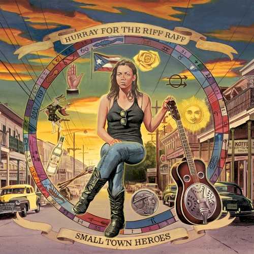 Allmusic album Review : On the title cut of Small Town Heroes, Alynda Lee Segarra, the mastermind (and sometimes sole member) behind ramshackle New Orleans-based folk ensemble Hurray for the Riff Raff, wrestles with the fallout of a relationship gone sour over a single finger-picked guitar paired with the slow, distant freight train hum of a Hammond B-3, and reaches a simple, well-weathered conclusion; "I tempted fate, and I acted smart/I grew some callous on my heart". Segarras take on the Big Easy, and dusty, boxcar Americana in general, is hardly groundbreaking, but her sonorous and soulful voice, and her ability to weave a real sense of place and emotional authenticity into well-worn folk motifs make for a compelling listen, especially when she peppers the familiar with a pinch or two of subversion. Both "Crash on the Highway" and "The Body Electric" are built upon a foundation of tumbleweed-strewn, dust bowl fatalism, but the former turns tragedy into amusing tour diary fodder ("We cant make it to our gig on time"), and the latter offers a up a smart, feminist take on the traditional murder ballad ("Like an old sad song, you heard it all before/Deliahs gone but Im settling the score"). Throughout it all Segarra struts her stuff without the slightest bit of arrogance (most of the arrangements are spare, but never willfully so), offering up a confident, yet ultimately amiable set of millennial-informed, urban crafted, Woody Guthrie-inspired, contemporary hobo-folk anthems that play fast and loose with genre tropes without losing the essence that makes them universal. small_town_heroes