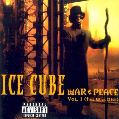 Allmusic album Review : Considering that he hadnt delivered a full-fledged solo album since 1993s disappointing Lethal Injection, maybe it shouldnt have been a surprise that Ice Cube returned hard in 1998 with War & Peace, Vol. 1 (The War Disc), since five years is a long, long time to stay quiet. What was a surprise was how ambitious the album was. The first installment in a proposed double-disc set, The War Disc is a cacophonous, cluttered, impassioned record that nearly qualifies as a return to form. Designed as a hard-hitting record, it certainly takes no prisoners, as it moves from intense street-oriented jams to rap-metal fusions, such as the Korn-blessed "Fuck Dying," with its seething, distorted guitars. Its a head-spinning listen and, at first, it seems to be a forceful comeback. Upon closer inspection, The War Disc falters a bit. Not only does the relentless nature of the music wear a little thin, but Cube spends too much time trying to beat newcomers at their own game. His lyrical skills are still intact, but he spends way too much time boasting, particularly about material possessions, and his attempt to rechristen himself Don Mega, in a Wu-like move, simply seems awkward. Even so, the quality of the music -- and the moments when he pulls it all together, such as "3 Strikes You In" -- sustains War and makes it feel more cohesive than it actually is. The key is purpose -- even if Cube doesnt always say exactly what he wants, he does have something to say. That alone makes War & Peace, with just one album completed, a more successful and rewarding listen than the typical double-disc hip-hop set of the late 90s. war_peace_vol_1_the_war_disc