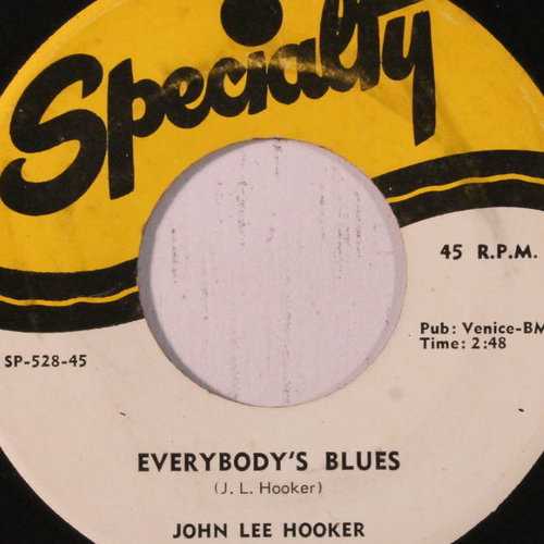 Allmusic album Review : John Lee Hooker reissues abound, as might be expected of a singer and guitarist whos recorded hundreds of songs for countless labels since the late 40s. What makes the 20 tracks on Everybodys Blues different from the mountain of other Hooker material available is the fact that seven of them are newly issued, and most were done in the studio with Hooker wailing and accompanying himself on guitar minus any backing chorus or production armada. Even the cuts with a supporting combo are animated and loose, with the vocal trademarks that are now established Hooker cliches sounding fresh and genuine. everybodys_blues