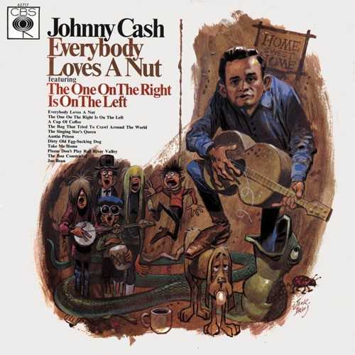 Allmusic album Review : Supposedly at odds with this country artists image as the somber Man in Black, this collection of humorous songs actually isnt that much of a departure for Johnny Cash. Listeners who may have grown up during his days as a Top Ten artist will recall his steady stream of singles that always seemed to have a clever gimmick or catchy twist; why, some of those arent even on this collection, meaning there ought to be a second volume! More than three decades later, Cash would release concept CDs collecting songs based around particular themes -- Love, God, and Murder -- so perhaps this album is a thematic link, or a theme he could return to. The songs are just basically nutty. If one could imagine a project combining Cash with the cartoon character Screwy Squirrel, then this would be it, meaning not all the material is in good taste all the time. There are some real choice roasted nuts here, especially the duet with Ramblin Jack Elliot, in which for once it is OK that the performers get drunk while playing. There is no credit for Elliot in the original liner notes. Some of these songs were favorites of Cash, including "Dirty Old Egg Sucking Dog," which, as a highlight of his career, he performed on The Muppet Show. Cashs sense of humor is really great, and although he certainly makes brilliant music when totally in a dark mood, there is something to be said for a project like this, where he gives free rein to that side of his personality that has always made him popular with children, for example. And incidentally, this album has proven to be a very popular item with younger listeners. Cashs romping, stomping buddy Jack Clement actually has a large hand in the proceedings, although one has to read the fine print on the label to know it. He wrote practically all the best songs, except for the hilarious "Please Dont Play Red River Valley," which is a request from the Man in Black himself. everybody_loves_a_nut