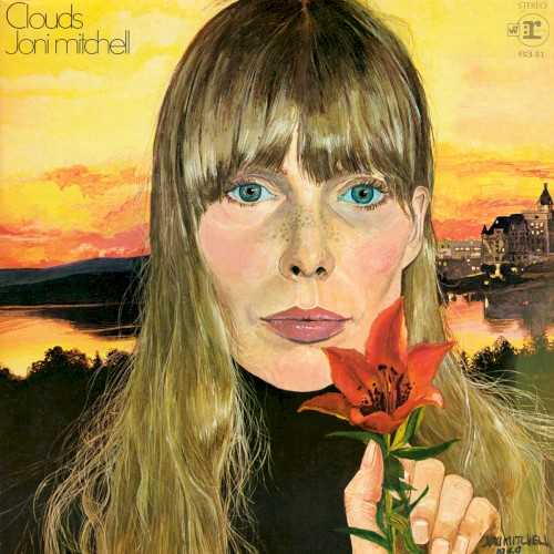 Allmusic album Review : Clouds is a stark stunner, a great leap forward for Joni Mitchell. Vocals here are more forthright and assured than on her debut and exhibit a remarkable level of subtle expressiveness. Guitar alone is used in accompaniment, and the variety of playing approaches and sounds gotten here is most impressive. "The Fiddle and the Drum," a protest song that imaginatively compares the Vietnam-era warmongering U.S. government to a bitter friend, dispenses with instrumental accompaniment altogether. The sketches presented of lovers by turns depressive ("Tin Angel"), roguish ("That Song About the Midway"), and faithless ("The Gallery") are vividly memorable. Forthright lyrics about the unsureness of new love ("I Dont Know Where I Stand"), misuse of the occult ("Roses Blue"), and mental illness ("I Think I Understand") are very striking. Mitchells classic singer/songwriter standards "Chelsea Morning" and "Both Sides Now" respectively receive energetically vibrant and warmly thoughtful performances. Imaginatively unusual and subtle harmonies abound here, never more so in her body of work than on the remarkable "Songs to Aging Children Come," which sets floridly impressionistic lyrics to a lovely tune that is supported by perhaps the most remarkably sophisticated chord sequence in all of pop music. Mitchells riveting self-portrait on the albums cover is a further asset. This essential release is a must-listen. clouds