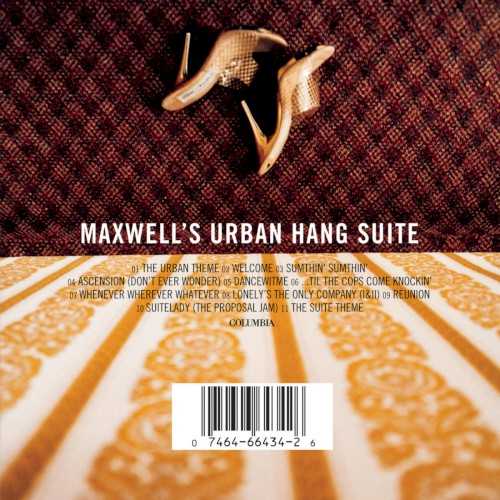 Allmusic album Review : Maxwells debut offers up a sophisticated and stylized take on late-60s and early-70 soul. Sam Cooke, Marvin Gaye, Al Green, and the like are subtly referenced over the course of these 11 tracks of wide-screen soul. Mixing sensual funk with ballad sincerity, Maxwell coolly sings through highlights like "Welcome," "...Til the Cops Come Knockin," and "Ascension (Dont Ever Wonder)." The atmospheric, cool-breeze soundscape comes courtesy of Maxwell and Sade cohort Stuart Mathewman. More expansive and airy sounding than the deep groove and gospel sides by fellow retro-soulster DAngelo, Urban Hang Suite is destined to become a classic contemporary R&B disc. maxwells_urban_hang_suite