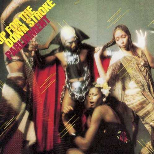 Allmusic album Review : Kicking off with one of prime funks purest distillations -- the outrageously great title track, with a perfect party chorus line and uncredited horns (presumably the Horny Horns were involved somehow) adding to the monster beat and bass -- Up for the Down Stroke finds Parliament in rude good health. As was more or less the case through the 70s, Parliament took a slightly more listener-friendly turn here than they did as Funkadelic, but often its a difference by degrees. Just listening to some of Bernie Worrells insane keyboard parts or Bootsy Collins bass work here is enough to wake the dead. As always, Worrell in particular can suddenly surprise with his delicacy -- the soft, understated flow of "I Just Got Back" may have lyrics that could be sung by Jon Anderson, at least at points, but the piano lines have subtle, dreamy grace, the antithesis of Rick Wakemans masturbations. For that matter, Peter Chases whistles are downright delightful, goofy, and sweet all at once. Slightly more oddball is "All Your Goodies Are Gone," which has a bit more upfront bite and some downright strange lyrics, delivered with a stoned, breathless tone and backed by unearthly choir arrangements. Eddie Hazel is still listed as present and contributing, though unfortunately not for long after, with Ron Bykowski, Gary Shider, and William Nelson also chipping in as needed. Hazel co-writes two of the songs; its a pity "The Goose" runs out of steam toward the midpoint of its nine minutes, but it makes for pleasant background music if not Parliament at its unfettered best. In the meantime, Clinton and various familiar voices like Fuzzy Haskins and Grady Thomas keep the weird wigginess of the lyrics flowing. In a nod to the groups past, "(I Wanna) Testify," here simply called "Testify," gets a 1974-era work over. up_for_the_down_stroke