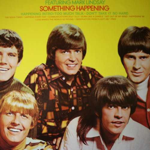 Allmusic album Review : Having previously scored big through their association with the Dick Clark TV show Where The Action Is, Paul Revere & the Raiders seemed a good bet -- from the point of view of Columbia Records -- to hit again in Clarks new series, Happening 68 (later renamed Its Happening). Unfortunately, 1968 wasnt 1965, and the group had neither the command of the most relevant rock sounds of the later era nor the ear of younger teen listeners in the same way. Something Happening showcased this problem: something was, indeed, happening to the groups sound, and it wasnt good. Paul Revere & the Raiders had abandoned the sneering garage band sound that had fueled their earlier success, taken one detour to a white soul sound through Chips Momans studio on Goin to Memphis (essentially a Mark Lindsay solo record), then tried to come back with this album, the first produced entirely by Lindsay. This time out, the group delivers some melodic but very tepid psychedelia ("Happens Every Day," "Free," "The Good Times") and lightweight pop/rock ("Love Makes the World Go Round") interspersed with tracks that do manifest a sharper edge, such as "Get Out of My Head," where the mix of punk defiance, light textured string section, and horn backup is genuinely exciting and engaging (but to get to it, one has to listen through a minute of sound effects and a trippy fade-down); "Dont Take It So Hard," a punchy imitation "Paperback Writer"; and the extended punk-psychedelic jam "Communication." On the groups earlier records, songs like these would have been the tolerable flatter spots in between the moments of greatness, but on Something Happening they are the albums peaks. As to the semi-title track, "Happening 68," it does present some pleasant guitar and keyboard flourishes but is otherwise undistinguished. The 1996 Sundazed reissue sounds great, but the bonus tracks are mostly associated with the show Happening 68, all combining to make this one of the less compelling re-releases of the groups work. something_happening