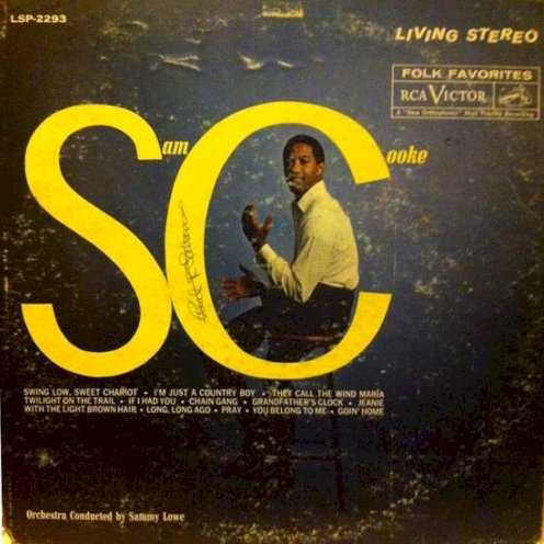 Allmusic album Review : Sam Cooke began his career as a gospel singer, and after two pop-oriented LPs, the label and Cookes producers, Hugo & Luigi, decided to play to that side of his repertoire and reputation for this, his third album. Certainly opening the album with the traditional spiritual "Swing Low, Sweet Chariot" and using it as the title track was an acknowledgment of his history. Despite some intersections with his gospel roots and his past history with the Soul Stirrers, however, this album isnt quite what one would expect from its title -- most of Swing Low consists of pop repertoire (including Broadway material), albeit songs that have a devotional, reflective aspect, or a spiritual tone, and the production is very full, if not quite as overblown as some of the songs recorded elsewhere in Cookes RCA library. The choir and brass are slightly overdone on the title song, but almost everything else is a study in understatement that plays to the quiet strength in Cookes voice -- "Im Just a Country Boy," "They Call the Wind Maria" (from Paint Your Wagon), "Twilight on the Trail," and "If I Had You" combine with the title song and the single "Chain Gang" to make side one of this album a masterpiece of subtlety, and one of the high points of Cookes early LP output. If parts of his other early-60s RCA albums represent a tragedy of wasted opportunities, through bad song choices or worse arrangements, Swing Low falls on the other side of that line, bringing home what could (and should) have been -- one hears a phenomenal talent moving in almost precisely the right direction. Side two is a little weaker in focus, digressing back to a trio of 19th century chestnuts, "Grandfathers Clock," "Jeanie with the Light Brown Hair," and "Long, Long Ago," which Cookes voice does elevate. And then we get to Johnnie Taylors "Pray," the highlight of the album in Cookes hands, and a song and performance that bring the focus back where it should be. The album closes with "You Belong to Me," an original by Cooke and J.W. Alexander, and the Antonin Dvorák-spawned spiritual "Goin Home" -- the arrangement of the latter almost swings a little too much, but finally comes off well, and both can be counted among the finest things Cooke ever cut for a long-player and, along with "Pray," among his must-own performances. In contrast to many of the singers early RCA LPs, where one must pick and choose the jewels from among weaker moments, Swing Low is the man and the voice in much of their glory across most of the album. swing_low