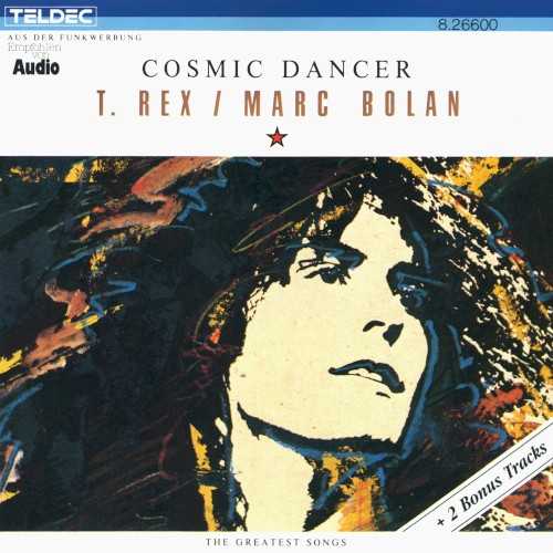 Allmusic album Review : Judging solely from the track listing of 2000s Cosmic Dancer, its understandable to assume that this 12-track collection is a T. Rex comp that focuses on the Electric Warrior era, and even a bit earlier. But in reality, this set is a hodgepodge of live and outtake versions of well-known tunes. The group was just entering a maniacal stage of fan worship around this time, and its live shows reflected this (as does the album cover) -- with the screams and hoopla almost equaling the bands volume. And with Marc Bolan still finding his footing as an electric guitarist and rock god frontman, expanded live versions of "Hot Love," "Ride a White Swan" (complete with bongo solo!), and "Jeepster" lose the charm of the straight-to-the-point original versions. Also included are alternate takes of "Bang a Gong (Get It On)" and the collections title track, as well as a track that you can use to actually trace T. Rexs transformation from hippie-dippie folkies to rockers -- "Jewel" (although again, the shorter original version fares better than this meandering, nearly nine-minute version). Newcomers will be better off sticking with one of the countless other true T. Rex comps out there, but longtime fans looking for uncommon versions may get a thrill or two. cosmic_dancer