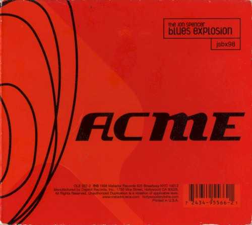Allmusic album Review : Part of the reason the Jon Spencer Blues Explosion is so distasteful to the legions of blues purists is that Spencer cherishes not the mythology of the blues or the songcraft, but the groove, the actual sound of classic blues records. He couldnt care less about songwriting or technique; whats important is the feel and the grit of the performance, whether its on-stage or on record. Often, that means that the Blues Explosions records are better when theyre playing than they are in memory, but theres no question that ever since Extra Width, the New York trio was exceptionally shrewd in crafting albums that pack real sonic force. They also were sharp enough to subtly explore new territory with each album, gradually moving from the Stonesy blooze of Extra Width through the funky Orange and gutbucket Now I Got Worry to Acme, where pure sound matters more than ever. Like the Stones, the Blues Explosion never abandon their signature sound, even when theyre branching into new territory. No matter how many electronic bleeps, hip-hop loops, or cut-and-paste arrangements rear their heads on Acme, or how many producers or remixers are employed (including Calvin Johnson, Steve Albini, Suzanne Dyer, Alec Empire, Jim Dickinson, and the Automator), the primal, two-guitar racket remains at the center of the Blues Explosions sound. But the electronica and hip-hop flourishes arent folly, either -- they confirm Spencers ultimate goal of sound over structure, force over sense. And while there are only a handful of songs to latch onto -- the slow, sexy "Magical Colors," the gonzoid rant "Talk About the Blues," the Jill Cunniff duet "Blue Green Olga" -- the dynamic explosions of sounds guarantee that Acme is a captivating listen, at least the first time through. While frequently exciting, the sonic experimentations sound cerebral instead of primal. acme