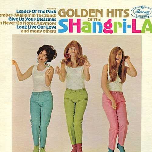 Allmusic album Review : This 1966 compilation gathers a dozen of the the Shangri-Las most memorable selections from their sole long-player Shangri Las 65 (1965) and various 45s issued on the Jerry Leiber-owned Red Bird Records. Although the original incarnation included sisters Mary and Elizabeth Weiss and their high school classmates Marge and Mary Anne Ganser, by the time the combo began getting noticed, Liz had dropped out -- as evidenced by the trio touted on the kitschy (think Laugh-In) mid-60s album artwork. But its whats in the grooves that really matters, especially depending upon whether you have a copy of the monaural or stereophonic platter. The former is definitely preferable as it is not plagued by fake stereo (aka re-channeled mono), which gives the aural apparition that the vocals were recorded in a racquetball court. In terms of content, the single-oriented "Leader of the Pack," "What Is Love," "Give Us Your Blessings," "Heaven Only Knows," "Right Now and Not Later," "Train from Kansas City," "Long Live Our Love," and "Sophisticated Boom Boom" were all chart hits. As were the seminal sides "Remember (Walking in the Sand)," "Out in the Streets," "I Can Never Go Home Anymore," and "Give Him a Great Big Kiss". Suitably, the final entry on The Golden Hits of the Shangri-Las is the dramatic tale of a rape victim -- heady stuff for the mid-60s -- on the classically influenced recitation "Past, Present & Future". The song was likewise their last Top 100 offering. Modern listeners searching for an adequate equivalent on CD should take note of the Myrmidons of Melodrama (1995) collection. golden_hits_of_the_shangri_las
