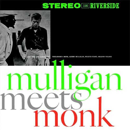 Allmusic album Review : Mulligan Meets Monk documents the 1957 meeting of two sharp musical minds. Though the pairing may seem unlikely, baritone saxophonist Gerry Mulligan -- whose cool, West Coast style blends dexterity with laid-back grace -- and Thelonious Monk -- whose radical, angular piano playing and thoroughly modern compositions are blueprints for the possibilities of bop -- sound remarkable together. In fact, it is the contrast between the players styles that lends this set its balance and appeal. The program, which includes four compositions by Monk and one by Mulligan, is unassailable. Mulligan acquits himself admirably on the Monk classics "Round Midnight," "Rhythm-a-ning," and "Straight, No Chaser," unfurling his smooth tone over their zigzagging melodies and ambitious scalar architecture. Mulligans "Decidedly," a bright bop workout, fits easily alongside Monks tunes, especially with the help of Monks off-kilter, accented comping. Bassist Wilbur Ware and drummer Shadow Wilson lend solid support to the spirited playing of the two leaders, making this top-notch session -- with its great tunes, chemistry, and soloing -- a true classic. [Some reissues include a handful of alternate takes.]